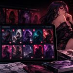 成人向け電子コミックのR18レビューサイトをイメージしたタブレットと漫画表紙
